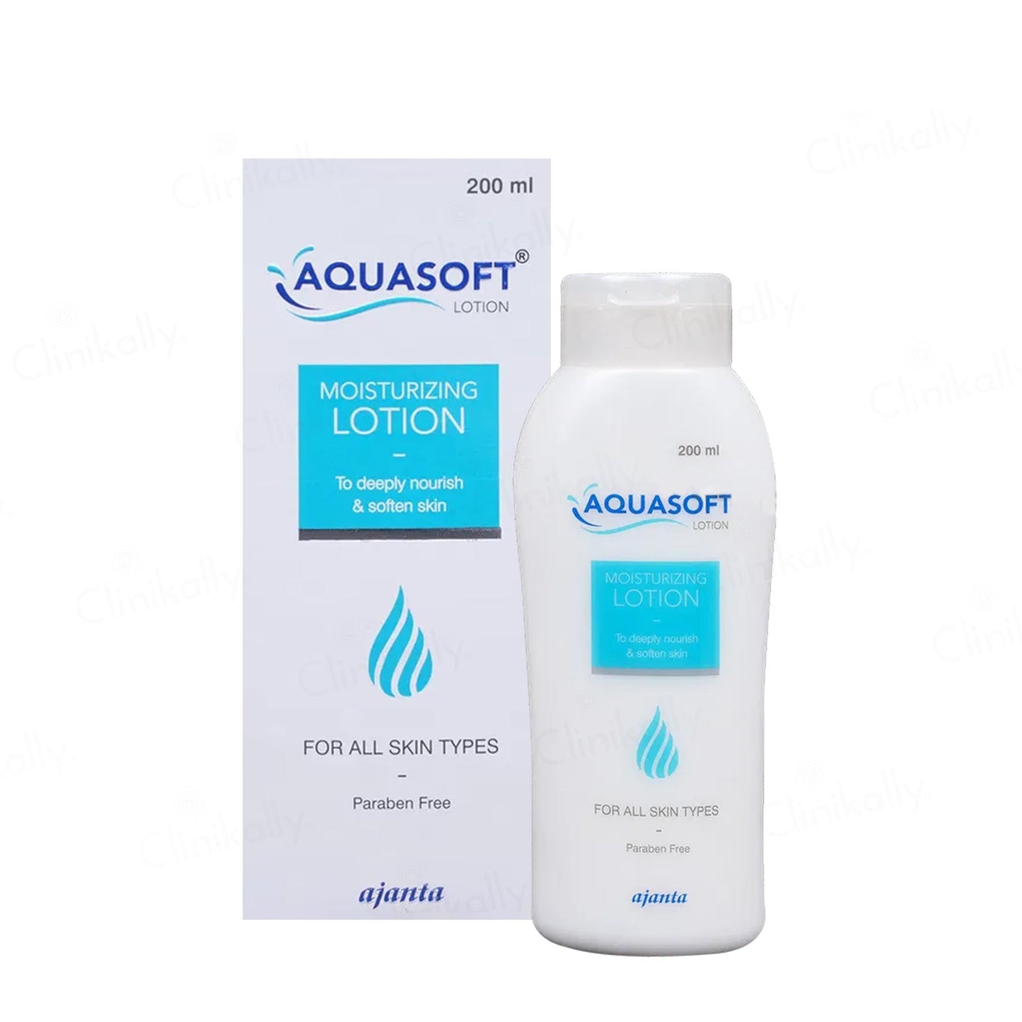 Aquasoft moisturizing lotion bottle and packaging on a white background