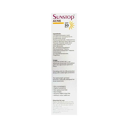 SUNSTOP ACNE SPF 30 PA +++ UVA/UVB/VISIBLE LIGHT ADVANCED SUN PROTECTION Gel 30g